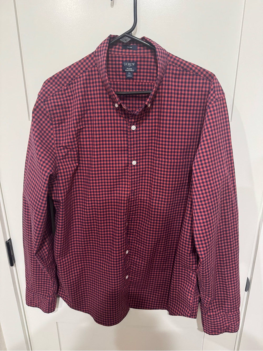 J. Crew Men’s Red and Black Gingham Button-Down Shirt